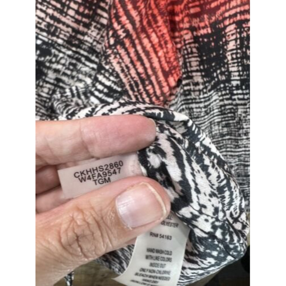 Calvin Klein Red and Black Button-Up Blouse - Picture 5 of 12